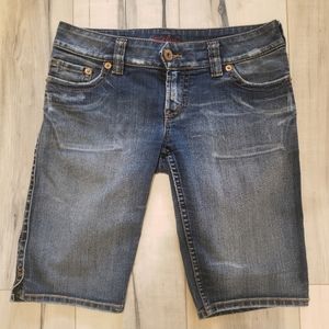 Y2K Silver Low Rise "Karli" Bermuda Stretch Denim Jean Shorts Size 30